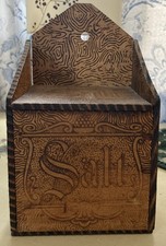 Antique wooden pyrography salt - wooden,