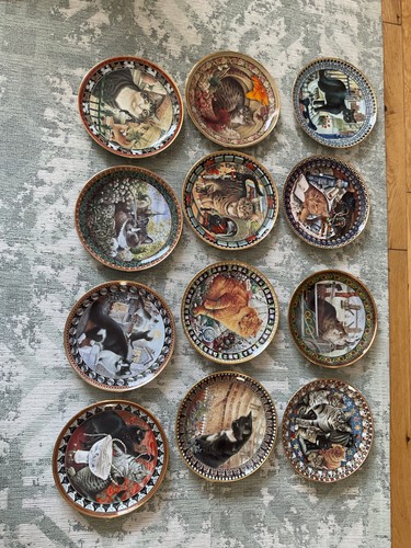12x cat plates lesley anne - plates,