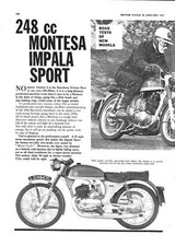 1967 MONTESA 'Impala Sport' 248cc Motor Cycle Vintage Magazine Report Cutting