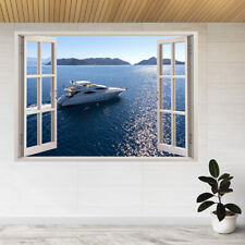 Luxury Yacht Aerial View 3d Window View Wall Sticker Poster Decal A848