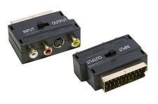 GOLD Scart AV Adaptor Adapter 3 Phono + SVHS S Video - SENT TODAY