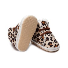 Leopard Print Baby Shoes High Top Sneakers Soft Anti Slip Slippers 0-18 months