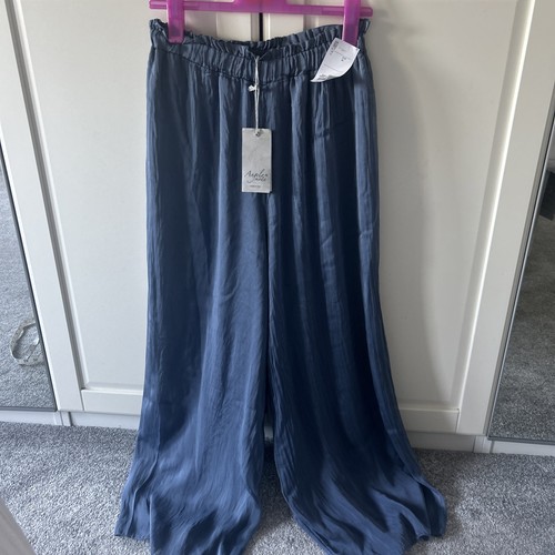 Silk blend storm blue - wide, leg