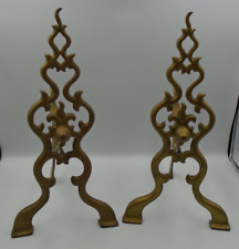 Pair of Vintage Brass Fire