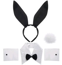 Easter Bunny Cosplay Costume Rabbit Ear Headband Collar Bow Tie Cuffs Tail Prop