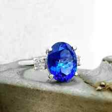 AAA 3.30 Ct Natural Tanzanite Diamond Ring 14K Solid White Gold Ring