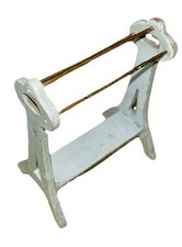 Antique Doll’s House Cream Painted Wooden Towel Rail with Metal Rails