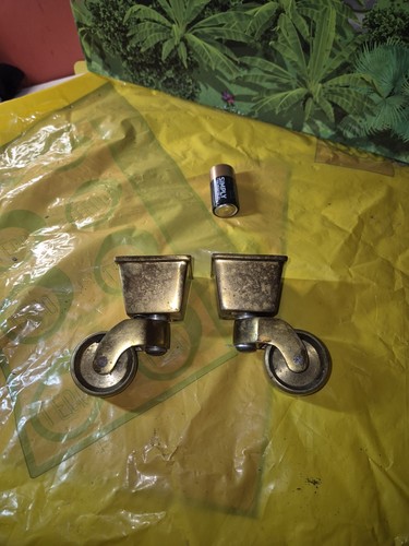 Vintage solid brass castors - x2,