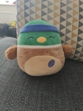 Super Cute Squishmallows Avery The Mallard Duck 7" Rugby Mascot Blue Headband BN