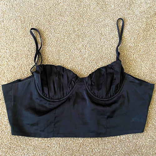 Shein black satin longline - black,