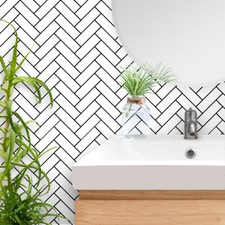 White Mosaic Herringbone Porcelain Tiles Sheet Splash back Walls Floors Bathroom