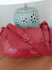   Radley Red Leather Bag With Pockets and  Stitching Detail Very Good Condition