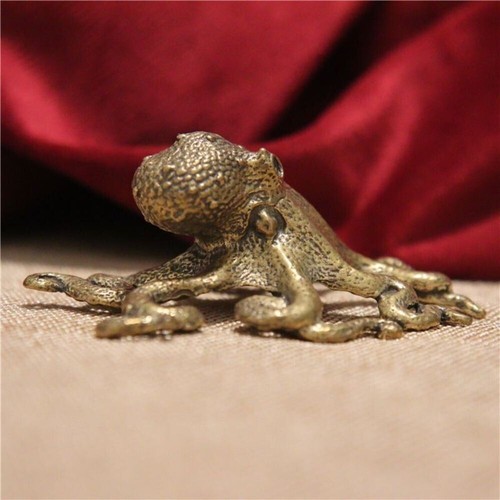 Mini brass octopus statue - brass,