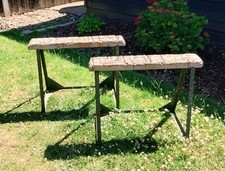 Vintage Metal Frame Saw Horse Trestle  Display Workshop Industrial Pair