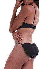NEW Low Rise Sexy Bum Butt Enhancer Brief Booster Buttock Enhancer Black Sz S/M