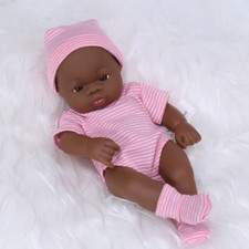 Black American Reborn Dolls Cute Mini 20Cm Baby Bebe Doll Toys Full Body Vinyl