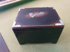 Antique vintage silver mounted wooden Cigarette Box hallmarks 12x9.5x8.5cm case
