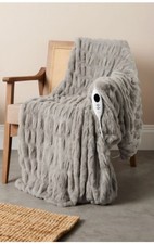 Electric Heated Throw Blanket Cozee Home Faux Fur Luxury Ruched GREY NEW RRP £80