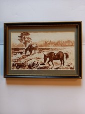 Framed sepia-tone watercolour