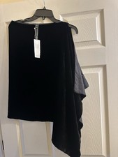 NWT Eileen Fisher Velvet Silk Poncho Black One Size