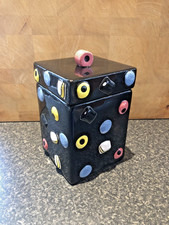Retro Vintage Liquorice Allsorts Ceramic Lidded Storage Sweet Cookie Jar Black
