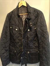 Mens BARBOUR International Ariel Quilt Black Biker Motorcycle Jacket Size Sm