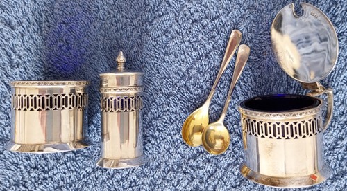 Vintage silver condiment set - vintage,