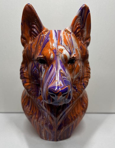 Acrylic painted dog bust - acrylic,