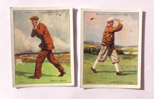 2 Will's Famous Golfers 1930 Cigarette Cards James Braid and Harold D Gillies