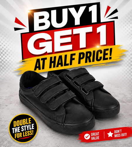 George boys black school shoes - school,