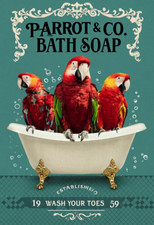 Parrot Bath Soap Ad metal sign, Parrot Sign, Parrot Plaque