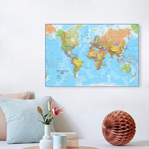 Large world map fabric poster - fabric,