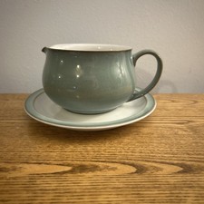 Denby Regency Green Gravy Boat Custard Jug and Saucer