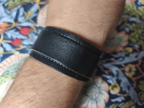 Mens black leather cuff - mens,