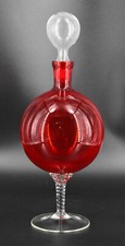 Red Glass Decanter Clear Hand