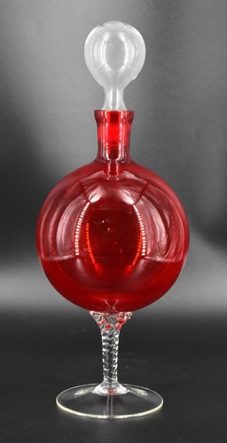 Red glass decanter - glass, hand