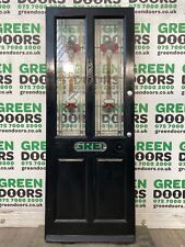STAINED GLASS FRONT DOOR DOUBLE GLAZED WOODEN LEADED EXTERNAL EXTERIOR WOOD USED