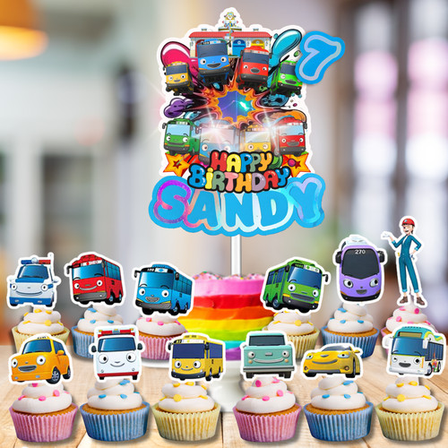 Tayo bus cupcake - cake, topper
