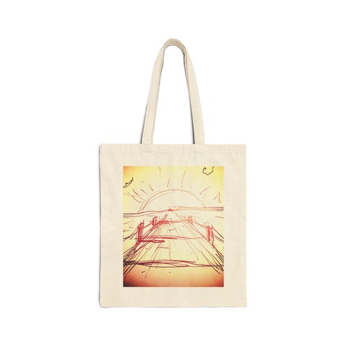 Sunset beach sketch tote - tote, bag