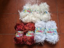 350G SIRDAR FUNKY FUR – MIXED LOT blue vanilla red – WOOL YARN 4mm DK – EYELASH