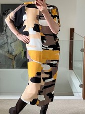 Zara Abstract Print Midi Dress  Brown / Mustard Mix Print Size S