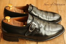 Church's Brogue Monk Silver Buckle Black Leather Shoes Men's UK 9 F US 10 EU 43