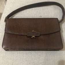 Vintage Lizard Skin Print  Hand Bag with  1960s Handbag With Issue 15.5 X25.5 Cm