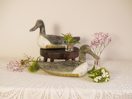 Pair antique wooden duck - antique,