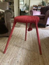 Vintage Swedish IKEA PS ESKILSTUNA Red Wool and Metal Stool For Restoration