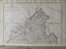 1863 North Cumberland & Westmorland Antique Hand Coloured Weekly Dispatch Map