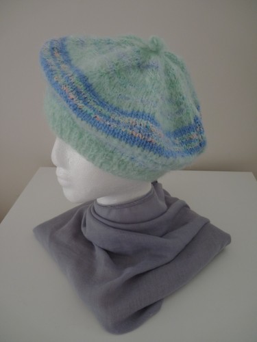 Ladies hand knitted pale - , blue