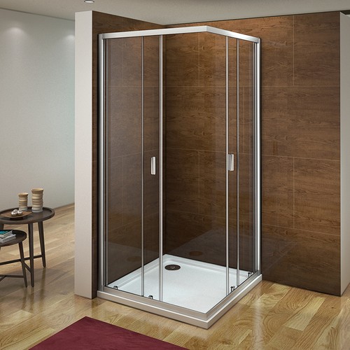 Corner entry walk cubicle - entry, in