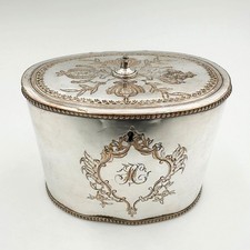 ANTIQUE GEORGE III TEA CADDY OLD SHEFFIELD PLATE c1780 A/F