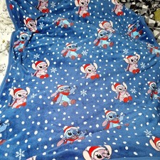 Stitch & Angel fleece Blanket Christmas Decor Edition Throw Primark Blue